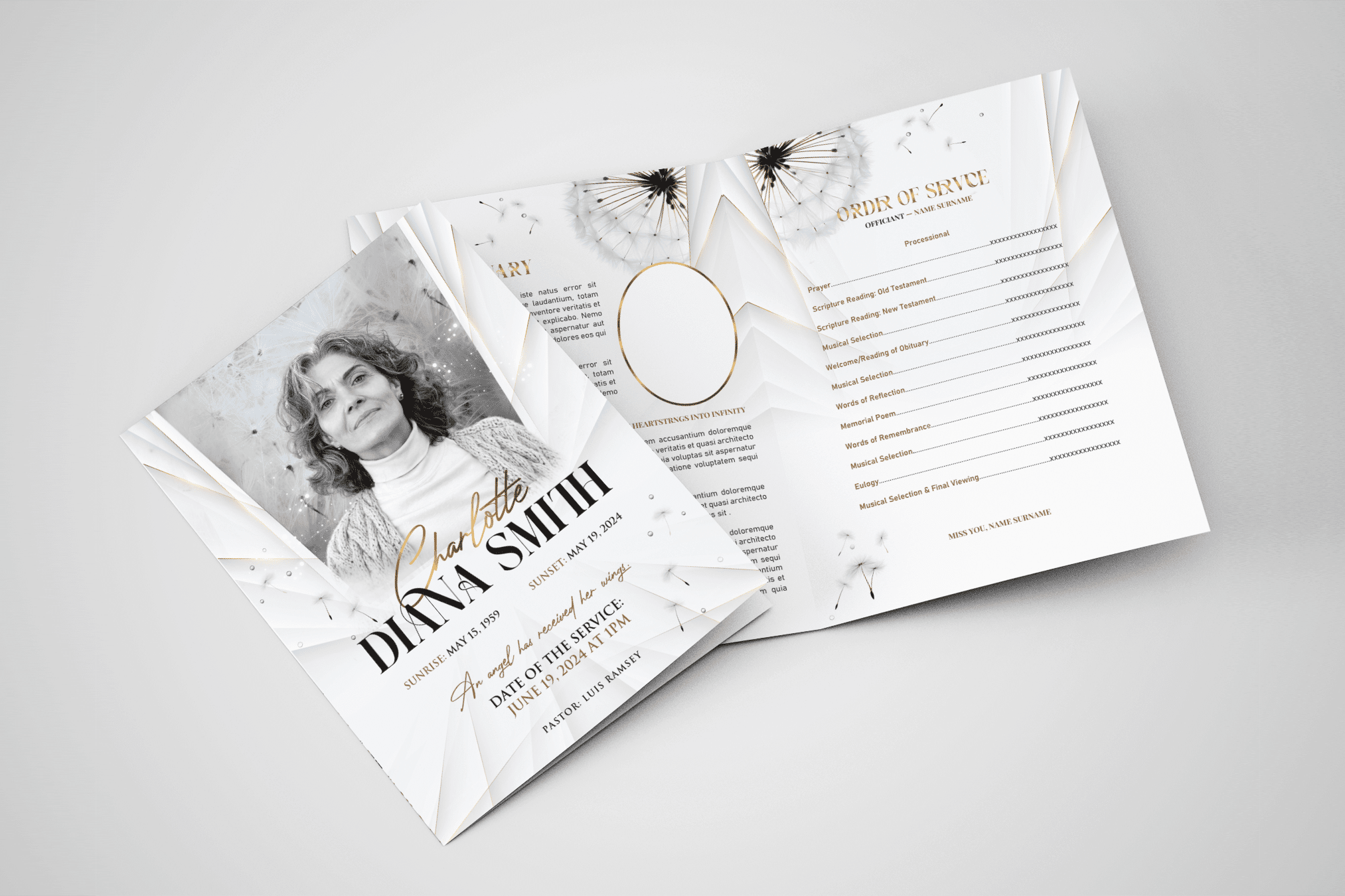 Dandelion Whispers Funeral Program Design