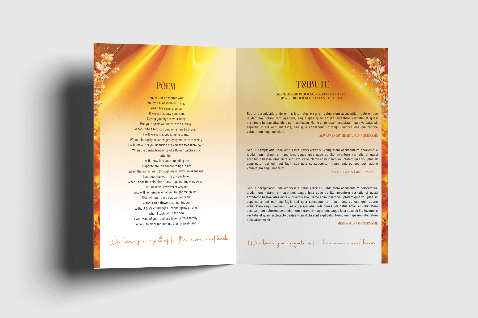 Amber Glow Funeral Program Design