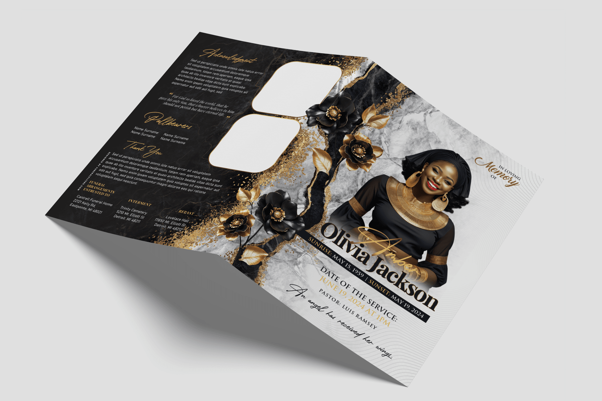 Marble Moments Funeral Program Design