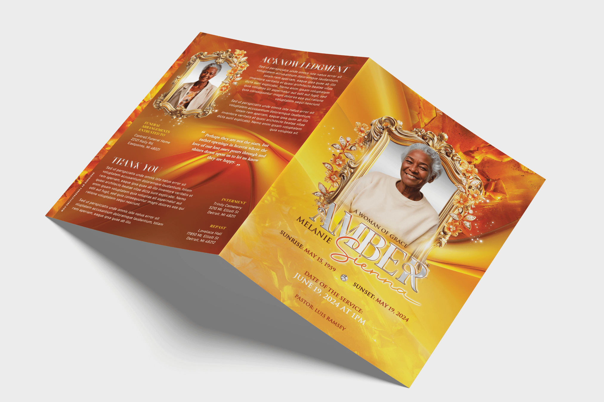 Amber Glow Funeral Program Design