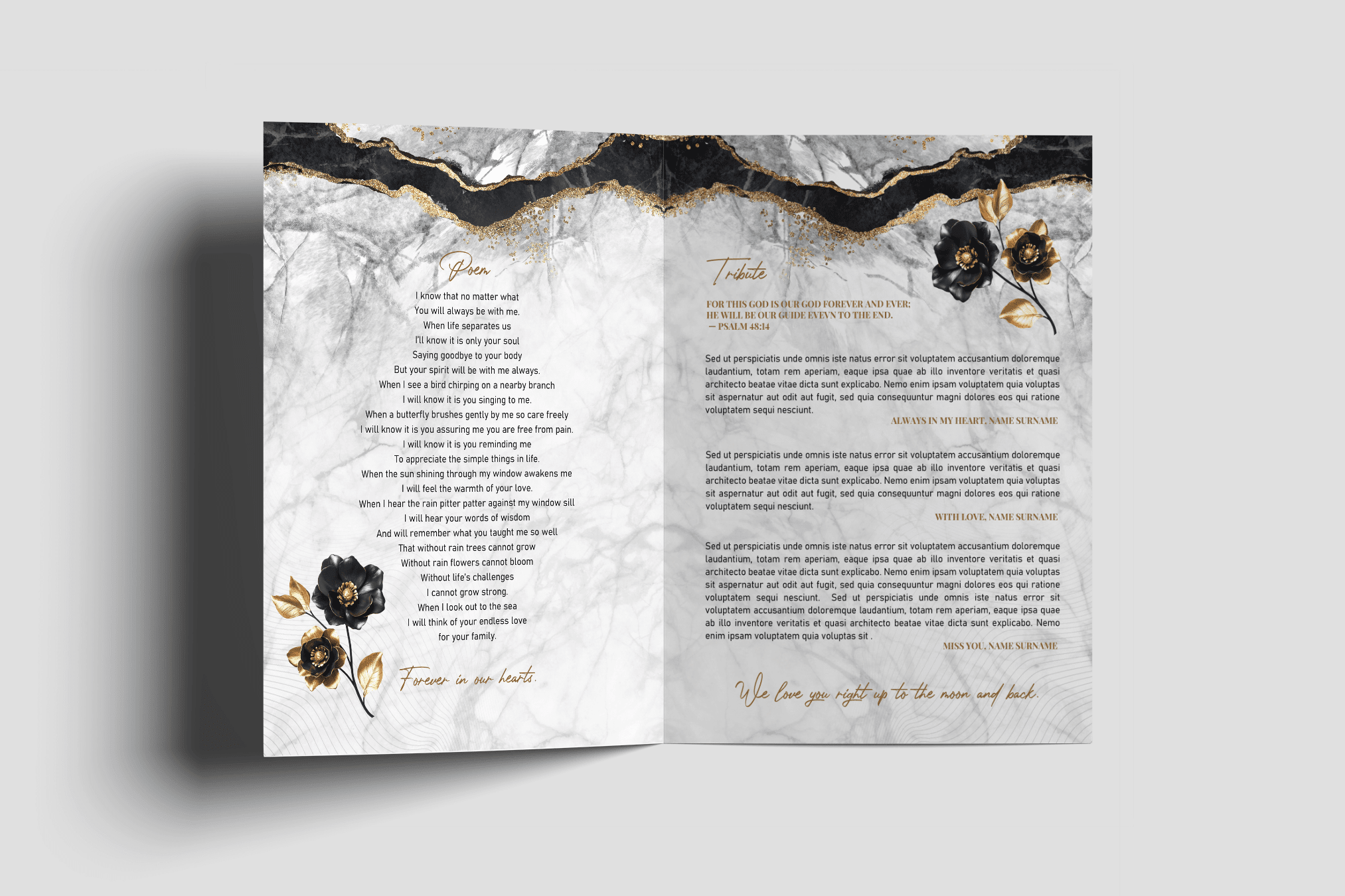 Marble Moments Funeral Program Design