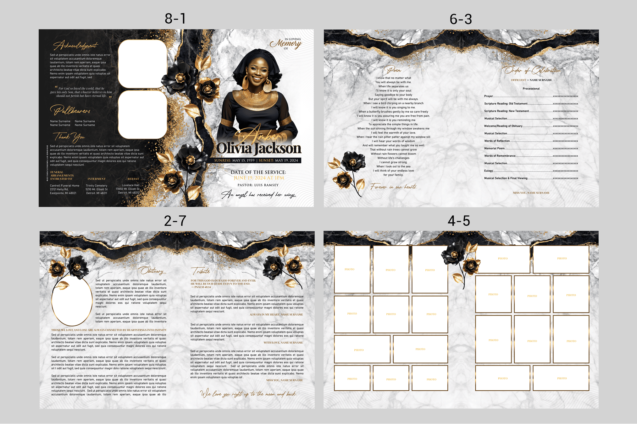 Marble Moments Funeral Program Design