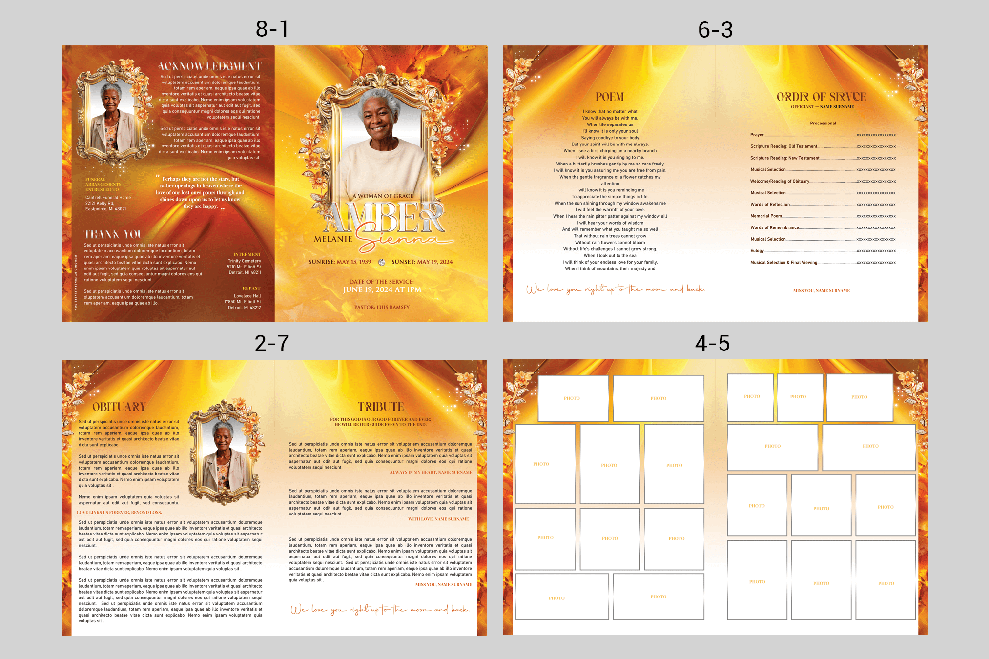 Amber Glow Funeral Program Design