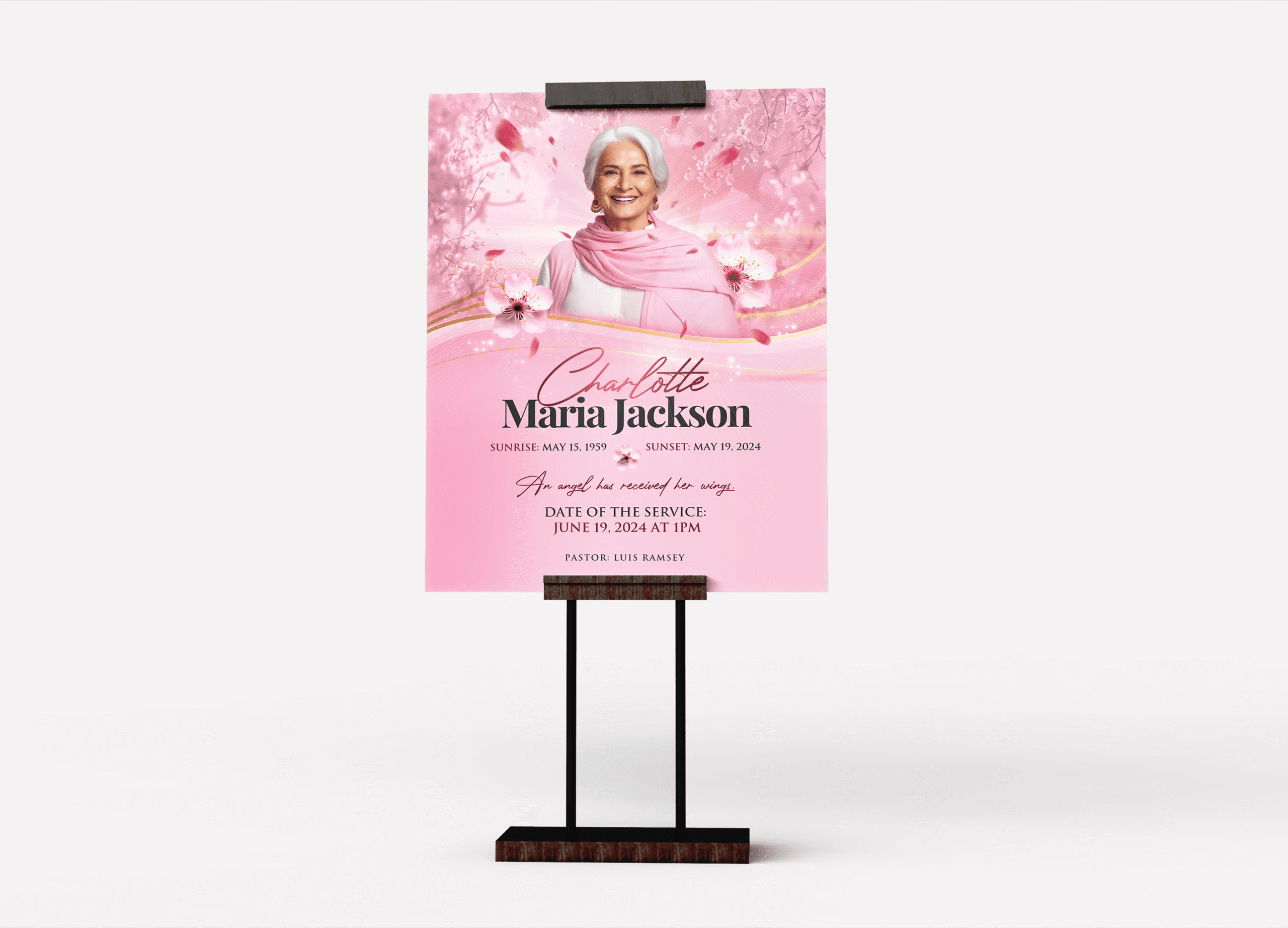 Cherry Blossom Funeral Collage Poster Design