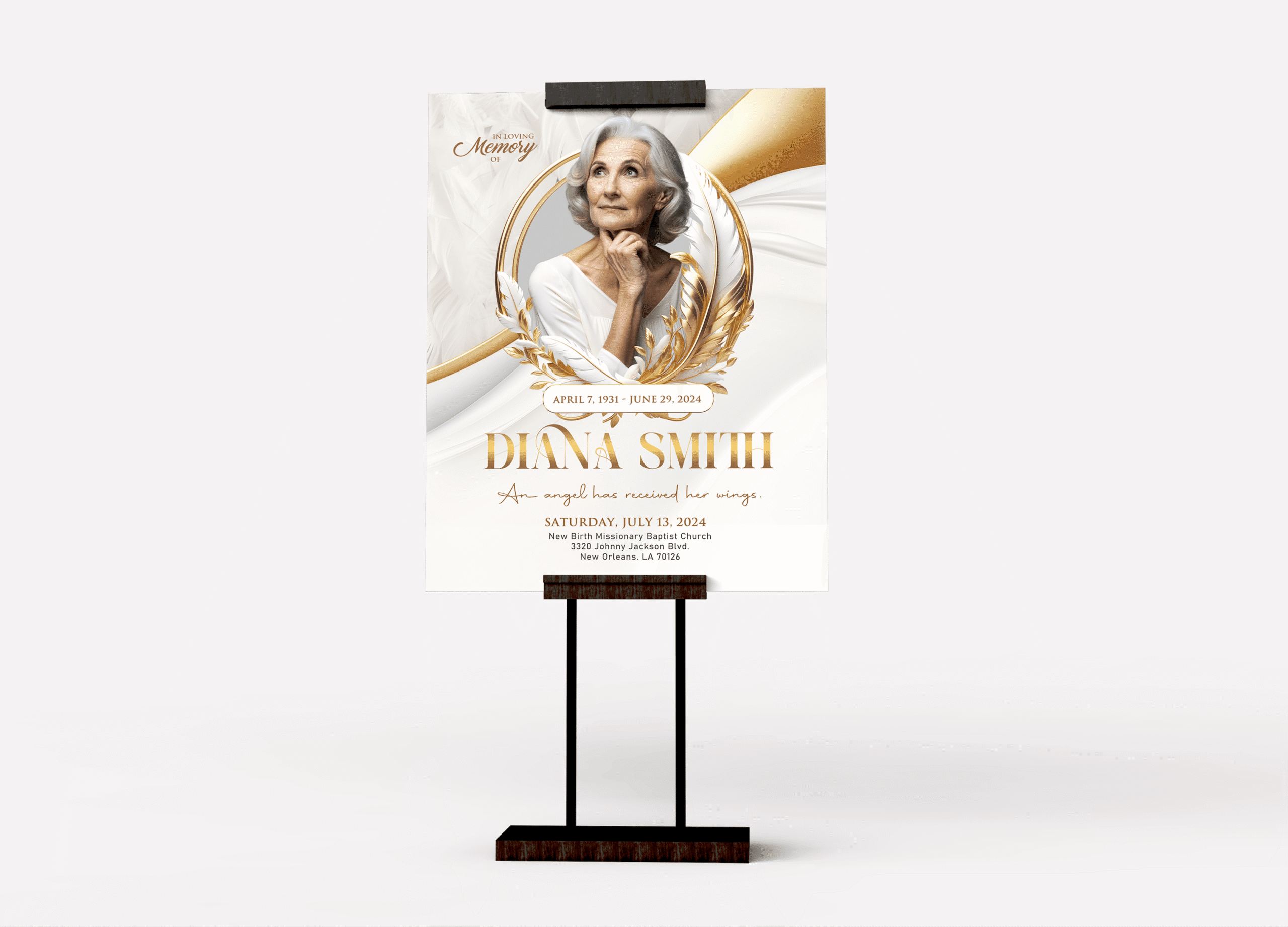 Celestial Feathers Memorial Collage Poster Design